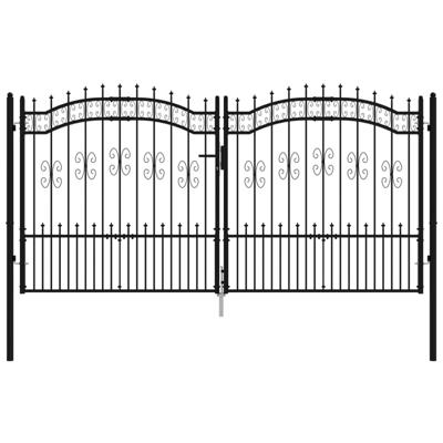 Hekpoort met speerpunt zwart 305x150 cm gepoedercoat staal