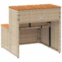 Hottub-opstap 50x50x50,5cm poly rattan&massief acaciahout beige - thumbnail