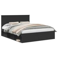 Bedframe met hoofdeinde Zwart 160 x 200 cm Massief grenenhout - thumbnail
