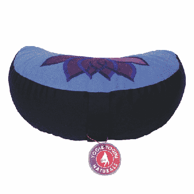 Yogi & Yogini Meditatiekussen Blauw Halve Maan Katoen - Lotus - 33 x 13 cm