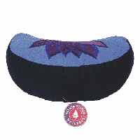 Yogi & Yogini Meditatiekussen Blauw Halve Maan Katoen - Lotus - 33 x 13 cm - thumbnail