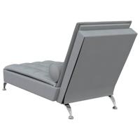 Massage chaise longue met bolster stof lichtgrijs - thumbnail