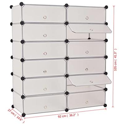 VidaXL Schoenenkast met 12 ineengrijpende vakken wit