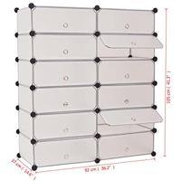 VidaXL Schoenenkast met 12 ineengrijpende vakken wit - thumbnail