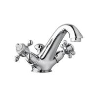 Wastafelmengkraan Sapho Sassari 2-knop Gebogen 12.7 cm Chroom (incl. pop-up waste) - thumbnail