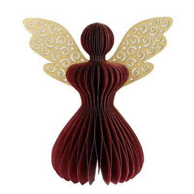 Papieren engel glitter 30 cm bordeaux kerstversiering Buitengewoon de Boet - Buitengewoon de boet