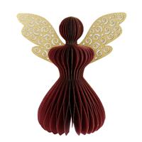 Papieren engel glitter 30 cm bordeaux kerstversiering Buitengewoon de Boet - Buitengewoon de boet - thumbnail