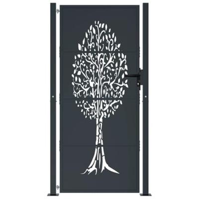 VidaXL Poort 105x205 cm met boomontwerp staal antracietkleurig