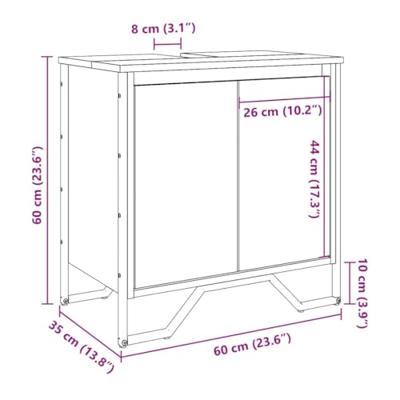 Wastafelkast 60x35x60 cm bewerkt hout zwart