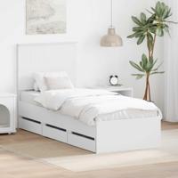 Bedframe met lade met hoofdeinde Wit 75 x 190 cm Ingenieurshout - thumbnail