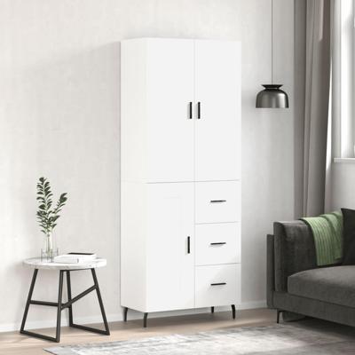 Hoge kast 69,5x34x180 cm bewerkt hout wit