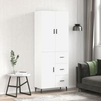 Hoge kast 69,5x34x180 cm bewerkt hout wit - thumbnail