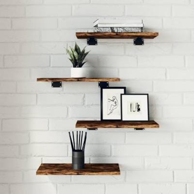 Wandschappen 4 st 40x20x1,5 cm bewerkt hout gerookt eikenkleur