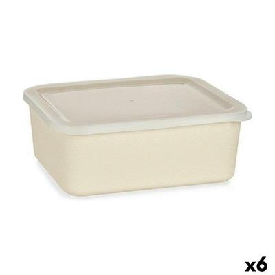 Opbergbak met Deksel Geel Bamboe Melamine Maïszetmeel (6 Stuks)