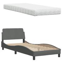 Bed met matras stof donkergrijs 80x200 cm - thumbnail