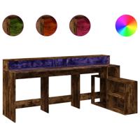 Bureau met LED-verlichting 200x104x91 cm hout gerookt eiken - thumbnail