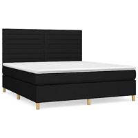 Boxspring met matras stof zwart 180x200 cm - thumbnail