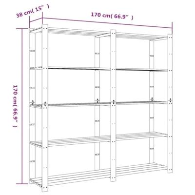 VidaXL Opbergrek 5-laags 170x38x170 cm massief grenenhout bruin