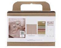 Creativ Company Mini hobbyset borduurwerk, textiel servet, dusty rose, 1 doos - thumbnail