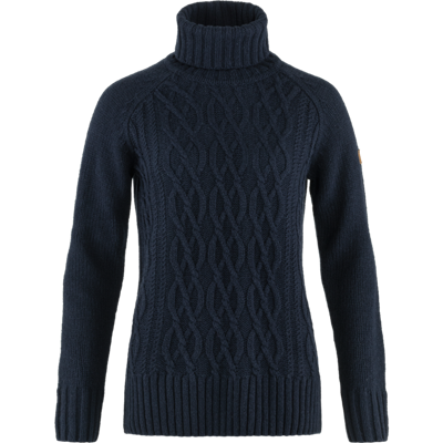 Fjallraven Övik Cable Knit Roller Neck Dames Trui Dark Navy M
