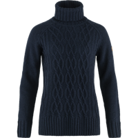 Fjallraven Övik Cable Knit Roller Neck Dames Trui Dark Navy M - thumbnail