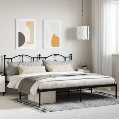 Bedframe met hoofdbord metaal zwart 193x203 cm