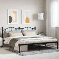 Bedframe met hoofdbord metaal zwart 193x203 cm - thumbnail