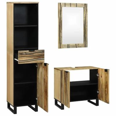 Badkamermeubelset met lade met plank 3 pcs Bruin Bewerkt hout