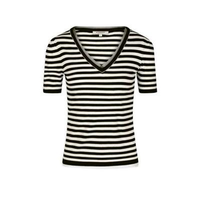 Morgan gestreepte fijngebreide trui ecru