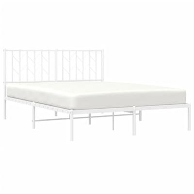 Bedframe met hoofdbord metaal wit 135x190 cm Bedframe met hoofdbord metaal wit 135x190 cm