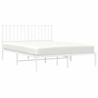 Bedframe met hoofdbord metaal wit 135x190 cm - thumbnail
