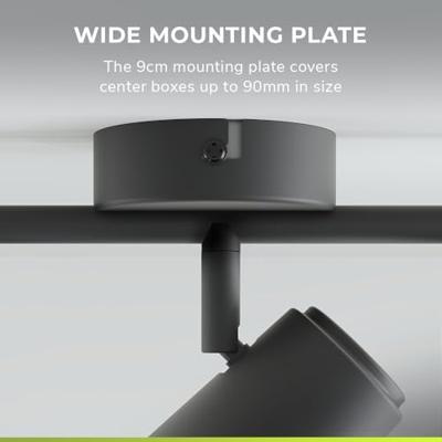 Riga - LED plafondlamp - 3 spots - Draaibaar en dimbaar - GU10 - Kantelbaar - Plafondspot - IP20 voor binnen - Zwart