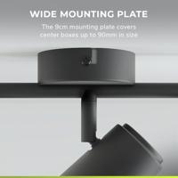 Riga - LED plafondlamp - 3 spots - Draaibaar en dimbaar - GU10 - Kantelbaar - Plafondspot - IP20 voor binnen - Zwart - thumbnail
