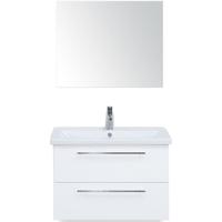 Como Badmeubelset 80 cm - Wit Hoogglans - Keramische Wastafel Wit met Spiegel - thumbnail