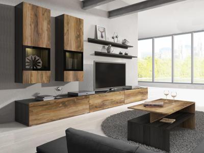 Tv-meubel set BABEL 5 deuren walnoot/grijs eik met salontafel