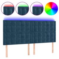 Hoofdbord LED 160x5x118/128 cm fluweel donkerblauw - thumbnail