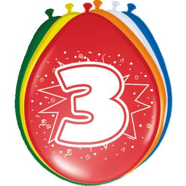 Folat BV Cijfer ballonnen 3 jaar, 8st.