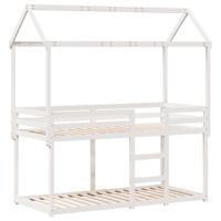 Stapelbed met dak massief grenenhout wit 90x190 cm - thumbnail