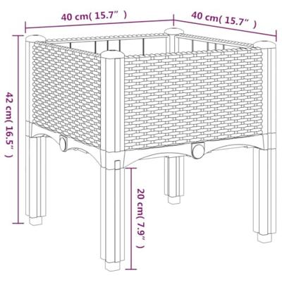VidaXL Plantenbak met poten 40x40x42 cm polypropeen blauwgrijs VidaXL Plantenbak met poten 40x40x42 cm polypropeen blauwgrijs