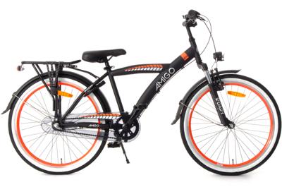 AMIGO Roady 24 Inch Jongens 3V Terugtraprem Zwart/Oranje