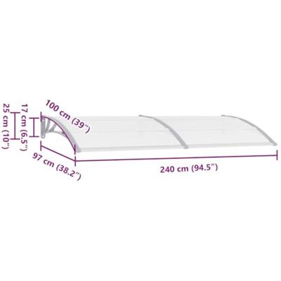 VidaXL Deurluifel 240x100 cm pc grijs