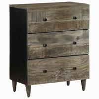 Dressoir 60x33,5x75 cm massief mangohout lichtgrijs - thumbnail
