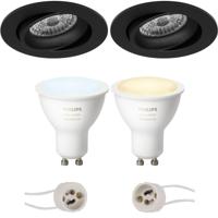 Philips Hue LED Inbouwspot Rond Mat Zwart Ø82mm - Kantelbaar Bluetooth - thumbnail