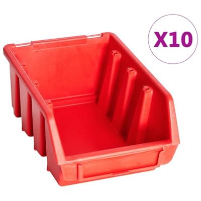 VidaXL 29-delige opslagbakkenset met wandpanelen rood en zwart - thumbnail