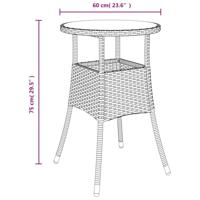 3-delige Bistroset met kussens poly rattan grijs - thumbnail