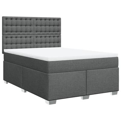 Boxspring met matras stof donkergrijs 140x190 cm
