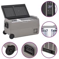 Koelbox met wielen en handvat 60 L polypropeen zwart en grijs - thumbnail