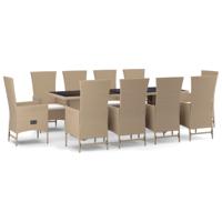 9-delige Tuinset met kussens poly rattan beige - thumbnail