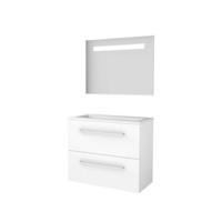 Basic-Line Economic 39 Badkamermeubelset - Ondiep - 80 x 39 cm - Met Grepen - 2 Lades - Acryl Wastafel - 1 Kraangat - Spiegel met LED Verlichting - Ice White - thumbnail