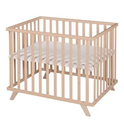 Babybox - ROBA - 75 x 100 cm - Inclusief grijze speelmat 'Lil Planet' - Natuurlijk hout